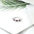 thumbnail image 4 of Gem Stone King 925 Sterling Silver Round Red Rhodolite Garnet E-F Lab Grown Diamond Anniversary Ring for Women (1.39 Cttw, Gemstone Birthstone, Size 6), 4 of 4