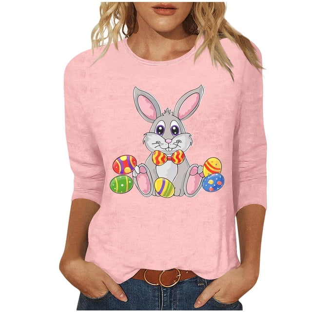 Camisetas Casuales de las Mujeres Impresas 3/4 Manga Cuello Redondo Blusa, Moda Ligera Superior para el Hogar Y el Uso Diario, Cómoda Imitación de la Tela Del Estante