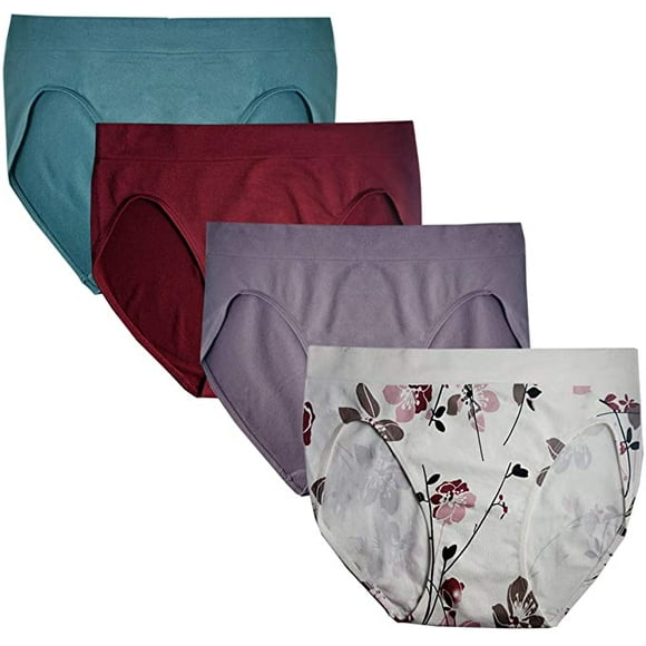 FEM Women's Underwear Seamless Briefs High-Cut Panties - 3 Pack or 4 Pack