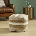 thumbnail image 2 of GDF Studio Lola Boho Handcrafted Fabric Cube Pouf, Natural and White, 2 of 10