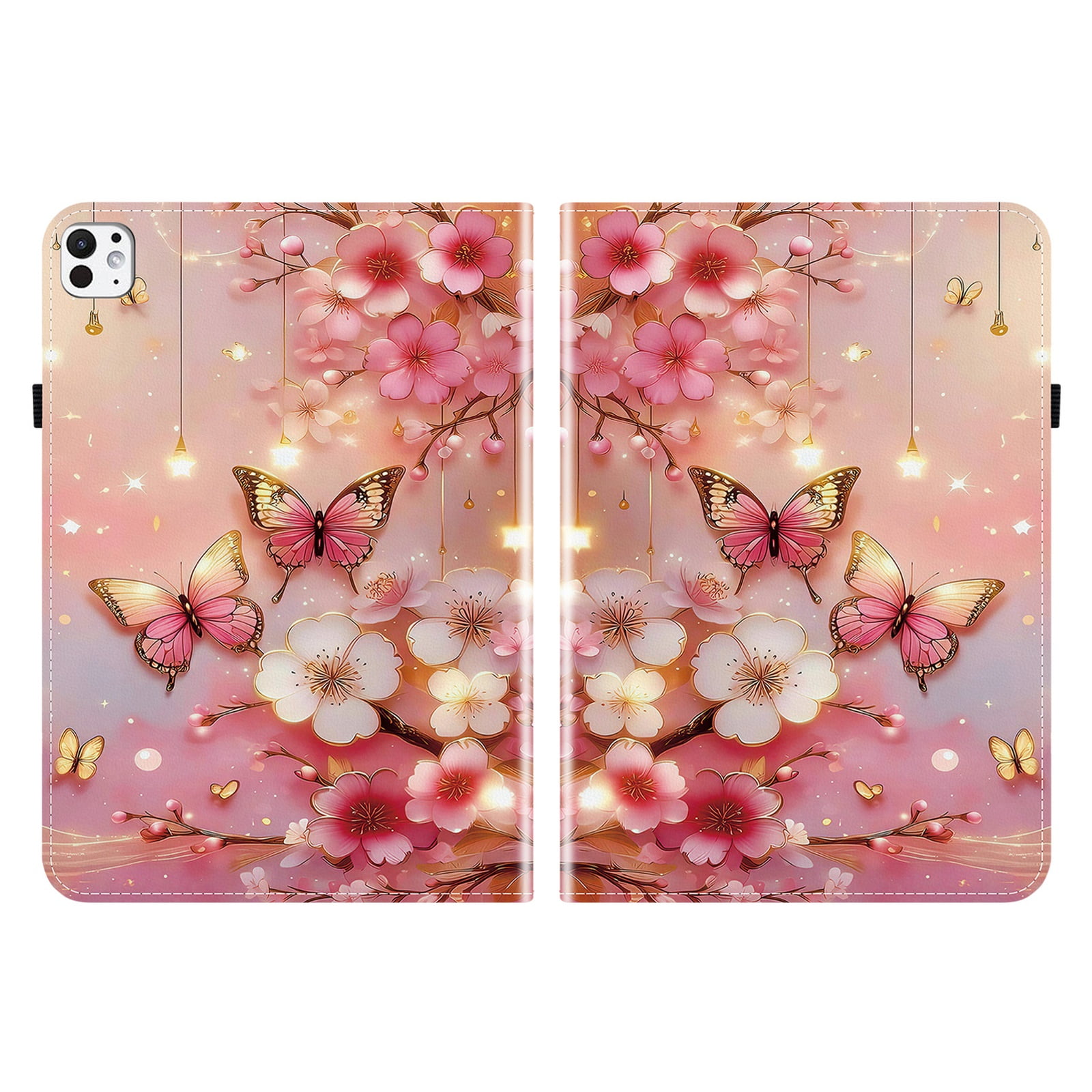 Allytechgroup for iPad Pro 11" 2025/2024 M5 M4 Case, Premium PU Leather Flip Cover Stand Cover with Cards Slots Pencil Holder Shockproof TPU Inner Case for Apple iPad Pro 11 Inch, Buttefly Flower