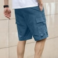 thumbnail image 7 of YLSDY Men's Cargo Shorts Casual Lightweight Quick Dry Summer Outdoor Hiking Drawstring Multi-Pocket Relaxed Fit Cargo Shorts Blue XXL, 7 of 7