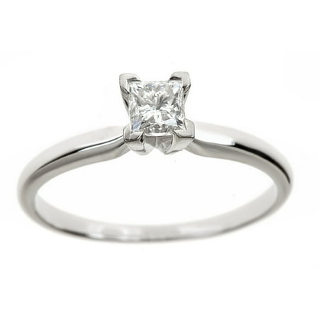 1 Carat T.W. Princess White Diamond 14kt White Gold Solitaire Ring, IGL certified