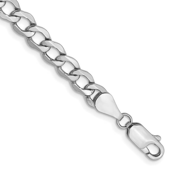 14k White Gold Bracelet Chain Styles Curb Men's 5.25 mm 8 in Semi-Solid with Lobster Clasp