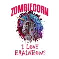 thumbnail image 2 of Camiseta de mujer de verano con Cuello RedondoZombicorn 'I Love Brainbows' Graphic Tee - Casual Polyester Blend Crew Neck T-Shirt for Women, All-Season Medium Stretch Geometric Pattern Top with No D, 2 of 8