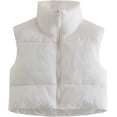 thumbnail image 1 of Chaleco acolchado para mujer, cuello alto Chaleco acolchado informal recortado Chaqueta ligera sin mangas con cremallera Abrigo acolchado de plumón Abrigo cálido de invierno Prendas de abrigo Xishao ropa, 1 of 2