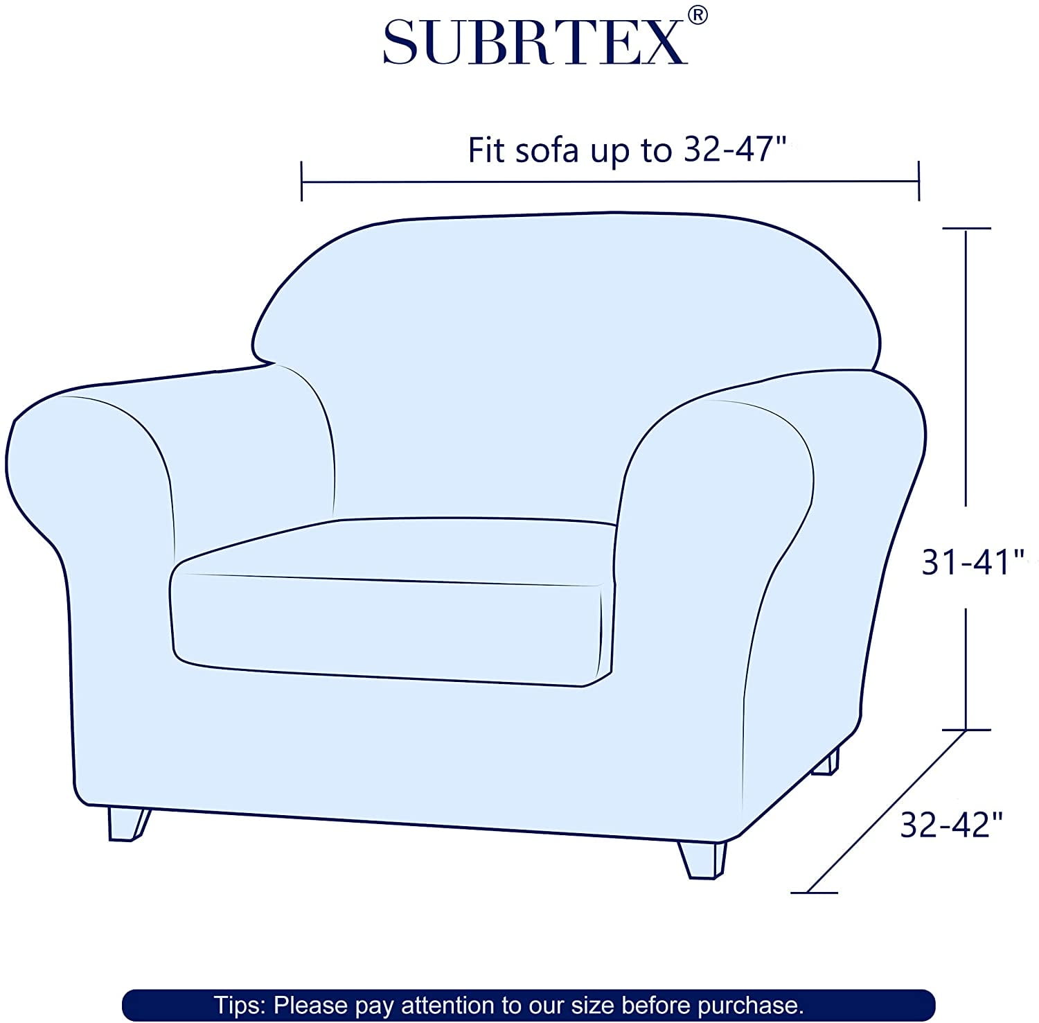 Subrtex Textured Grid Stretch Sofa Cover Couch Slipcover with Separate Cushion Cover (Black, Armchair)