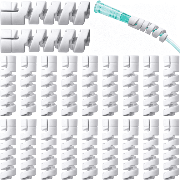 XIBUFE 20Pcs Oxygen Tubing Support Crimp Straighteners,Cannula Straightener Accessories for Oxygen Concentrator,Retractable Reels Support Supplies for Nasal Cannula Hose Tubing- White