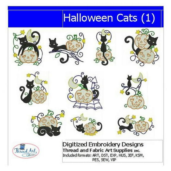 Halloween Cats(1) Embroidery Designs - All Popular Formats Included - Loaded on USB Stick