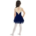 thumbnail image 4 of TSSOE Girls Mesh Splice Roller Figure Ice Skating Dress Ballet Tutu Leotard Dress Competition Dance Costume Navy Blue 16, 4 of 7