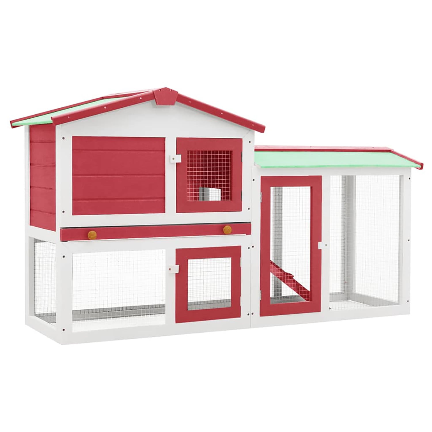 Pefilos 57" 2-Layer Wooden Rabbit Hutch with Run, Large Outdoor/Indoor Bunny Cage, Easy to Clean, Small Animal House Pet Cage, Red Pefilos 57" 2-Layer Wooden Rabbit Hutch with Run, Large Outdoor/Indoor Bunny Cage, Easy to Clean, Small Animal House Pet Cage, Red