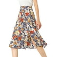 thumbnail image 3 of Allegra K Women's High Waisted Split Hem A-Line Floral Skirts, 3 of 7