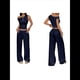 thumbnail image 3 of Conjuntos de Dos Piezas para Mujer, Top Corto Informal de un Solo Hombro, Pantalones Anchos y Conjuntos Y2K A Juego. Azul Marino L, 3 of 7