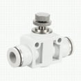 thumbnail image 3 of Uxcell PSA-3/8 Air Flow Control Valve Push to Connect Fitting 1/4" OD x 1/4" OD In-Line Speed Controller Union Straight for Semi Truck Trailers Air Brake System, White, 3 of 7