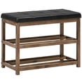 thumbnail image 1 of Gymax 2-Tier Wooden Shoe Rack Bench w/Padded Seat for Entryway Bedroom Brown, 1 of 10