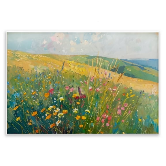 Stupell Industries Wildflower Hills View Landscape & Nature Painting Unframed Art Print Wall Art, 15 x 10
