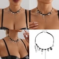 thumbnail image 2 of Elegant Beaded Clavicle Chain Tassels Necklace with Heart Charm Adjustable Length Neckchain Stylish Accessory for Women, 2 of 11