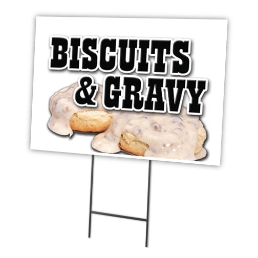 SignMission C-2436-DS-Biscuits & Gravy 24 x 36 in. Biscuits & Gravy Yard Sign & Stake