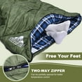 thumbnail image 5 of Cotton Flannel Sleeping Bag with Fleece Lined Hood, Waterproof XL Sleeping Bag for Adults, for Cold Weather Camping Backpacking or Hiking, 3-4season with Compression Sack, 5 of 7