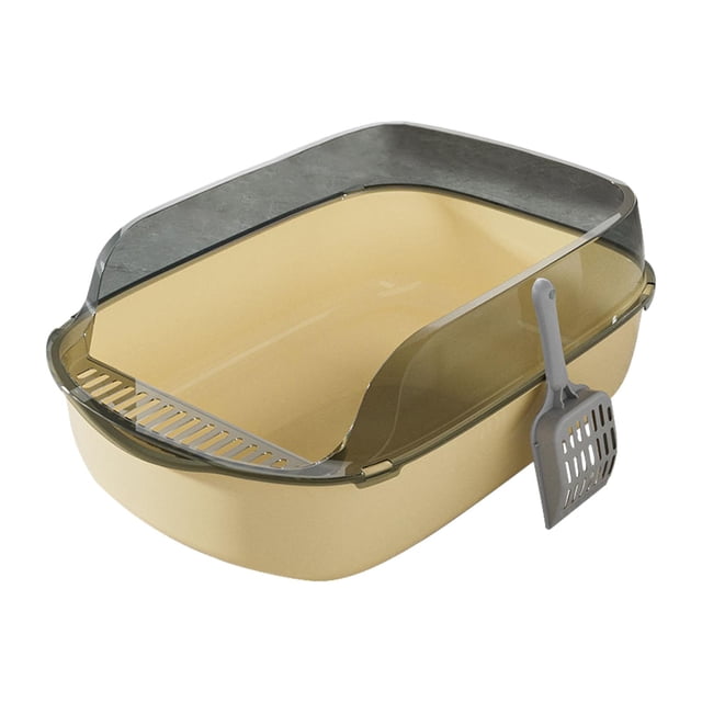 Caja de arena para gatos semicerrada, desmontable y antisalpicaduras, con protector contra salpicaduras Amarillo