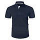 thumbnail image 5 of Ceisia Men's Slim Fit Short Sleeve Turndown Collar Jacquard Polo Shirt with Contrast Cuffs Navy XXL Gifts, 5 of 8