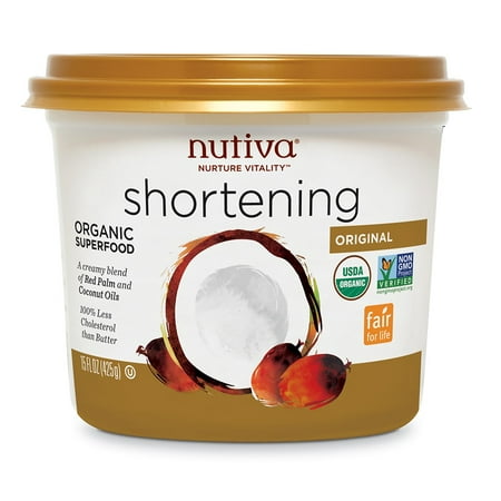Nutiva USDA Certified Organic, non-GMO Fair for Life Red Palm and Coconut Shortening,