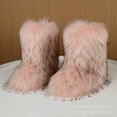 thumbnail image 1 of Botas de nieve de piel de zorro de tubo medio con punta redonda y tacón plano europeo y americano para invierno, 1 of 6