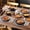 Brown, variant on 24 Pieces Stoneware Dinnerware Sets for 8, Kitchen Dish Set Mircowave and Dishwasher Safe Ceramic Dishware, Blue, Series AMBER