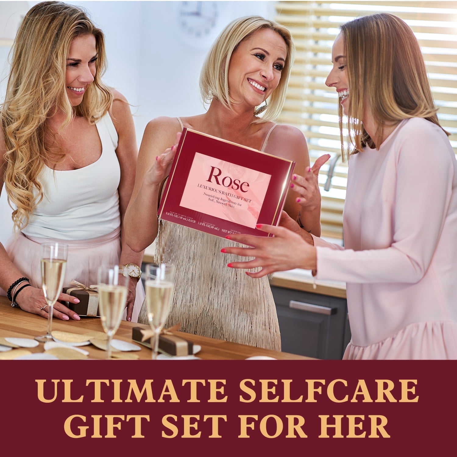 Green Canyon Spa Gift Baskets for Women, Rose Scent Bath Sets with Tumbler, Happy Birthday Gifts Ideas for Her
