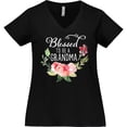 thumbnail image 3 of Inktastic Blessed to Be a Grandma with Flowers Women's Plus Size V-Neck T-Shirt, 3 of 5