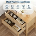 thumbnail image 4 of Nightstands Rattan Night Stand Set of 2, Rattan Night Stand Bedside Table Boho Night Stand with 2 Rattan Drawers, Large Bedside Table Side Table with Open Storage Shelf, Farmhouse Nightstand, 4 of 8