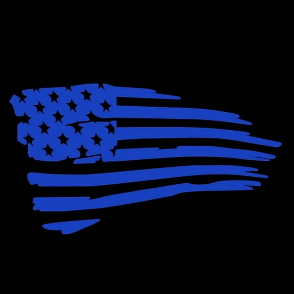 American Flag USA Tattered Vinyl Decal Sticker UV & Waterproof Bumper Window Laptop Automotive Water Bottle Gift accessories – BLUE 7"