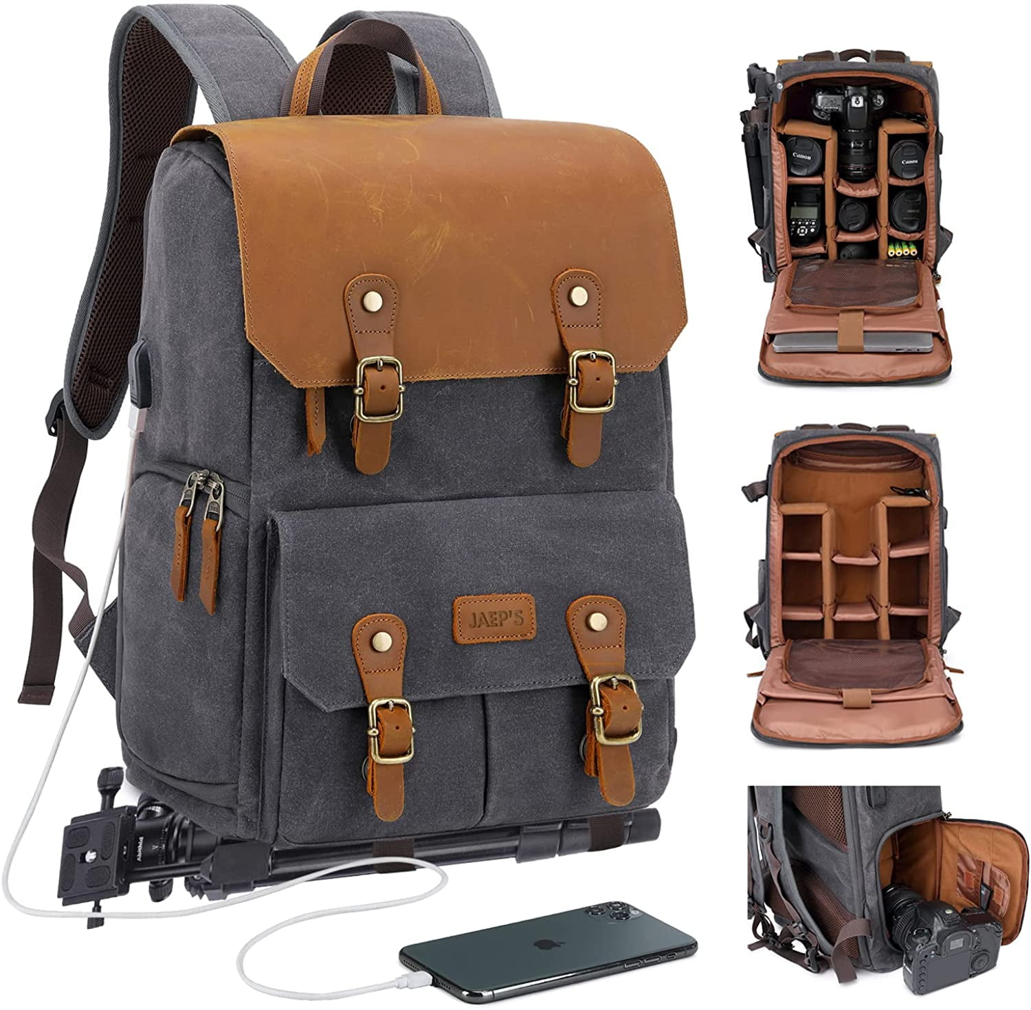 waxed canvas camera backpack