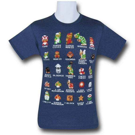 Nintendo Mario Pixel Cast T-Shirt-Men's Small