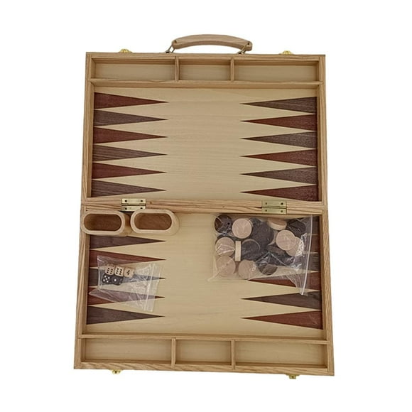 15 Inch Wood Backgammon Set, Premium Backgammon Board Game with Wooden Case,