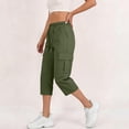 thumbnail image 5 of Usloyux Women's Cargo Capri Pants Drawstring Casual Active Shorts with Summer Vacation Hiking Bottoms, Army Green S, 5 of 8