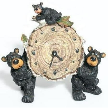 Bears Ncaa Wall Clock - Willie Black Bear with Cub Holding a Birch Log Clock 8