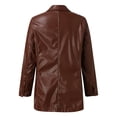 thumbnail image 5 of Manxivoo Leather Jacket Women, Women Faux Leather Blazer Jackets Button Down Oversized Vintage Pu Leather Lapel Jacket Streetwear Womens Coats Brown S, 5 of 8
