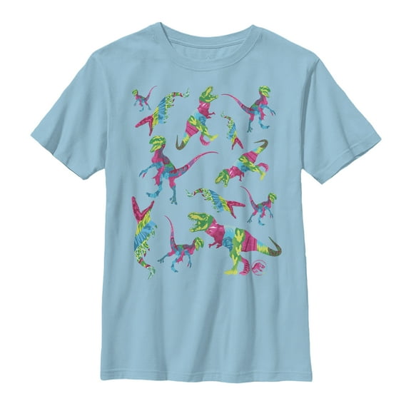 Boy's Jurassic World: Fallen Kingdom Rainbow Dinosaurs Graphic Tee Light Blue X Large