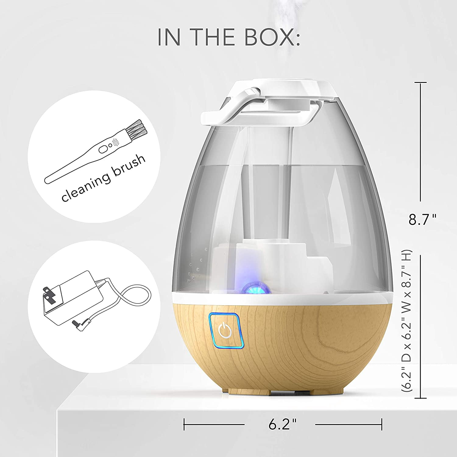 UHT1- Ultrasonic Cool Mist Humidifier with 0.4 Gallon , Auto Shut-Off, LED Nightlight