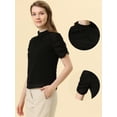 thumbnail image 2 of Allegra K Blusa De Chifón Con Lunares Suizos Para Mujer, Manga Corta Abullonada, Tops Negro S, 2 of 4
