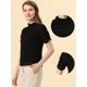 thumbnail image 2 of Allegra K Blusa De Chifón Con Lunares Suizos Para Mujer, Manga Corta Abullonada, Tops Negro S, 2 of 4