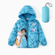 thumbnail image 1 of Disney Disney Princess. Chaqueta de abrigo con capucha para niñas pequeñas de 2 piezas con estampado de corazón/puntos/gradiente de Cinderela/Bella/Ariel, incluye bolsa de almacenamiento, 1 of 2