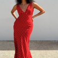 thumbnail image 1 of MesaSe Robe Débardeur Décontractée Sans Manches à Pois pour Femme, Décolleté en V Profond, Coupe Ajustée, Robe Maxi, 1 of 2