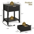 thumbnail image 3 of Lulive Night Stand Set 2, Fluted Nightstand with Charging Station, Wood Modern Bedside End Table with Storage Drawer for Bedroom, Save Space (Set of 2, Black), 3 of 18
