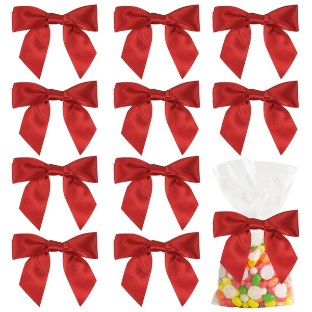 Lazos AIMUDI con lazo rojo satinado, 11 cm, 36 unidades