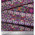 thumbnail image 1 of Soimoi Georgette Viscose Fabric Stripe,Moroccan & Mandala Kaleidoscope Printed Fabric 1 Yard 42 Inch Wide, 1 of 1