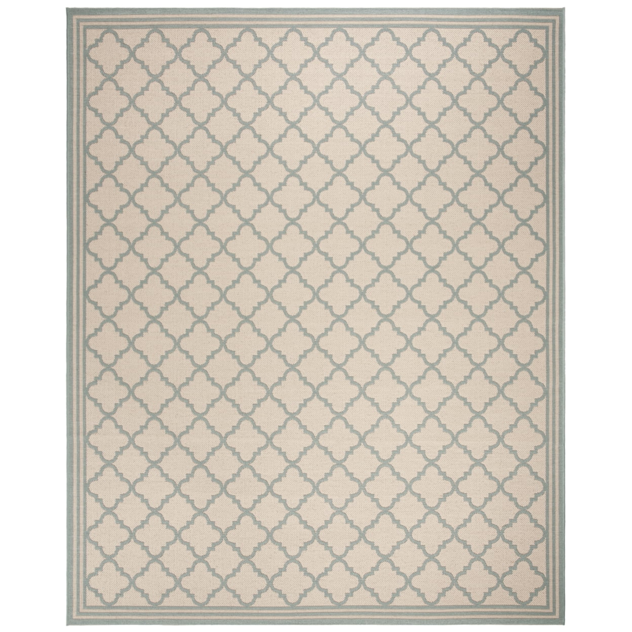 SAFAVIEH Beach House Nima Trellis Indoor/Outdoor Area Rug Cream/Aqua, 6'7" x 6'7" Square