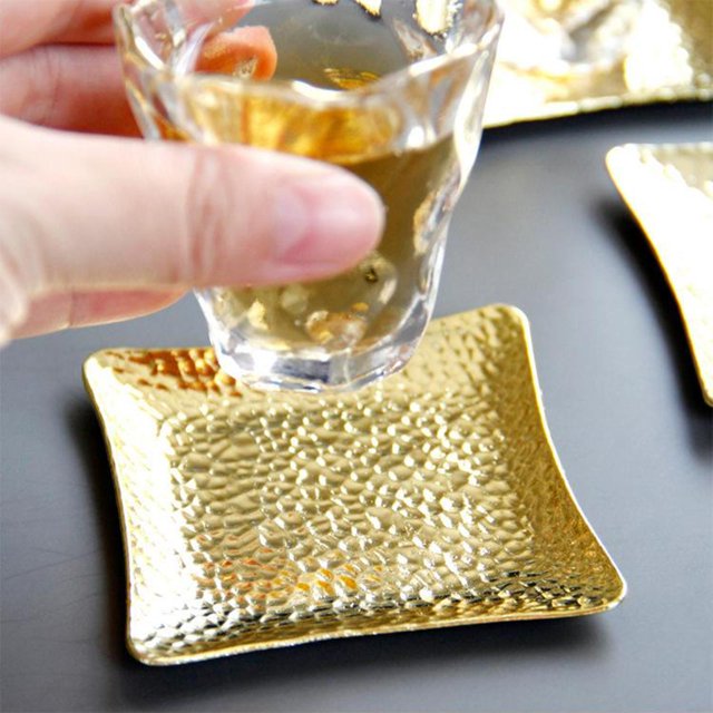 Taza Cuadrada , Posavasos pa Tazas, Posavasos pa Bebidas, Resistente Al Calor Duradero pa Cumpleaños, Inauguración de Casa dorado Macarena Posavasos Cuadrados