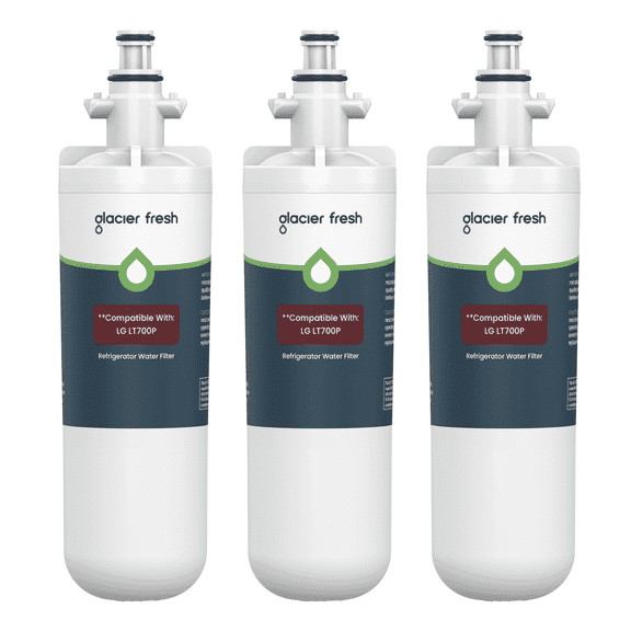GLACIER FRESH LT700P Refrigerator Water Filter, NSF/ANSI 53 & 372 Certified, Compatible with LT700PC, ADQ36006101, ADQ36006102, RWF1200A, Kenmore 9690, 3 Pack